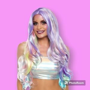 Leg Avenue Pastel Rainbow Long Wavy Synthetic Wig